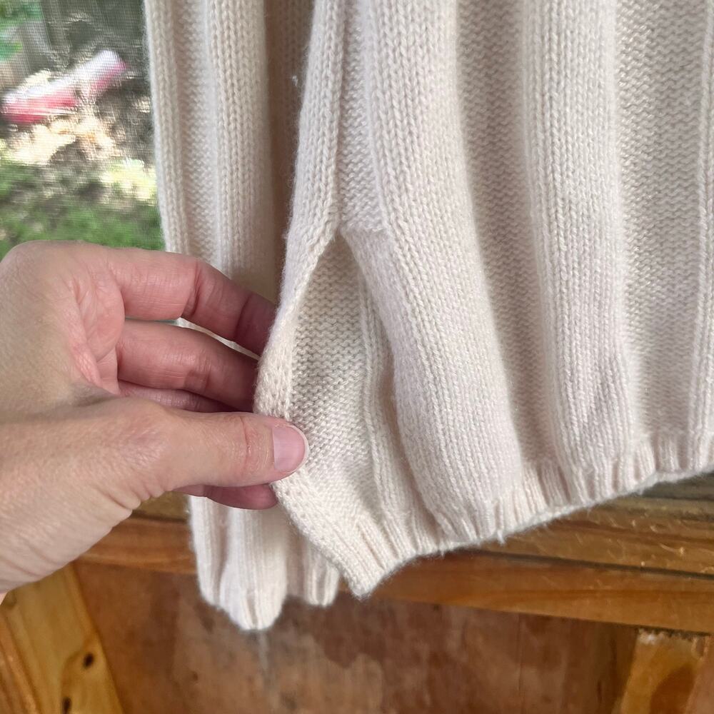 J. Crew Collection Women's 100% Cashmere Lace Up Beach Sweater Cream Size M - Picture 6 of 9